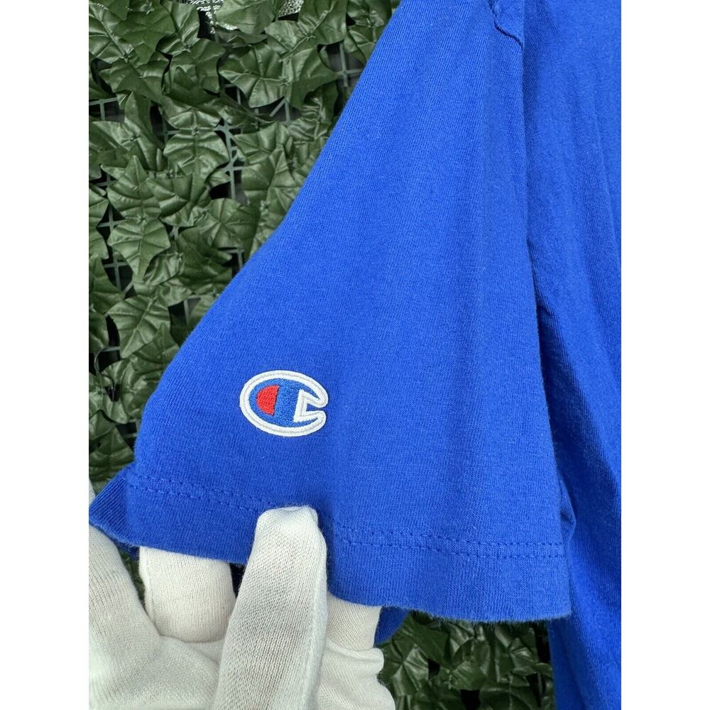 Champion Men’s Classic Vintage Script Logo T-Shirt Bozetto Blue. medium - Picture 5 of 5